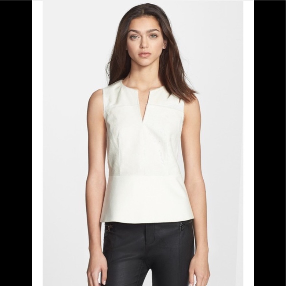 Theory Etia Lc Genuine Calf Hair Yoke Top Size M